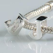 1PCS lot diy alphabet J Charm Beads 925 sterling silver jewelry Fits European Pandora Style Bracelets