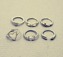 New fashion jewelry heart anchor infinity love finger ring set gift for women ladies R1161