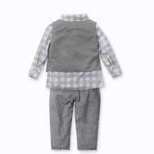 2014 fashion autumn baby boy s clothing set vest and shirt and pants suit