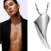  Fashion Men s Necklace 316L Stainless Steel Wolf Tooth Necklace Animal Pendant Necklaces 316L Stainless