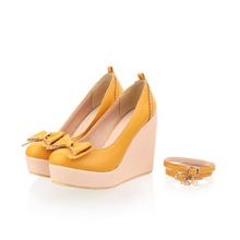 SIMPOK 2014 Spring Autumn Size4 12 Women Pumps Wedges High Heel Waterproof platform Solid Color Soft