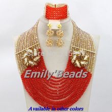 12 Layers Nigerian African Wedding Beads Necklace Bracelet Earrings Jewelry Set Crystal Beads Jewelry Set Free