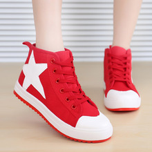 increased heavy-bottomed muffin breathable canvas casual shoes women pentagram within high-top shoes students free shipping