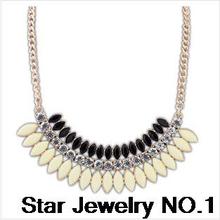 Star Jewelry SALE 2014 New Gold Plated Elegant Drop Crystal Choker Necklace Women Statement necklaces pendants