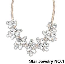 Star Jewelry 2014 New Design High Quality Crystal Statement Flower Chains Necklace Necklaces Pendants Christmas Gift