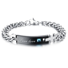delicate Wholesale 2015 New fashion jewelry Romantic Valentine gift True love exquisite Zircon Titanium Steel Bracelet