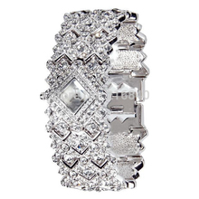 Ladies Wrist Watch Quartz Hours Best Fashion Dress Bracelet Band Dramatic Luxury Full Rhinestones 3107