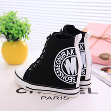 2014 New Hotsale Women Sneakers Canvas High Top Wedge Shoe Fashion Woman Height Increasing Style Sneakers