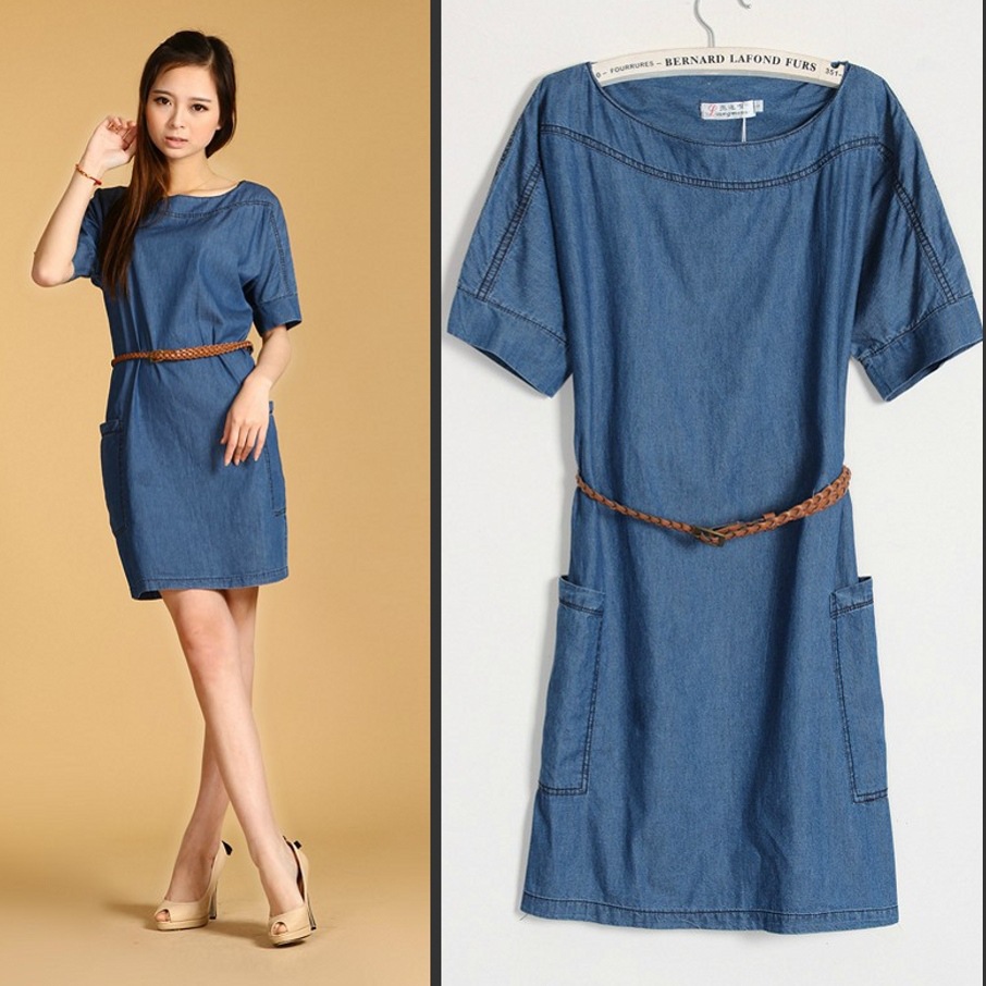 ... Women-s-Denim-dresses-Beautiful-Ladies-casual-dress-Blue-denim-jeans