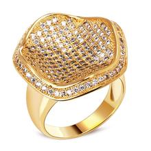 toe rings for women Woven Design 18k Real Gold Plated Luxury Ripple Women Wedding Rings AAA Cubic Zircon cz engagement ring