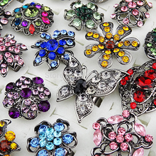 Freeshipping Vintage 30pcs Rhinestones Flower Lovely Black P Rings for Womens Adjustable Wholesale Fashion Jewelry A021