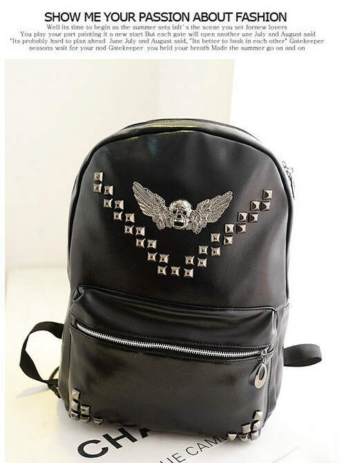 New 2014 korea style high school students backpack female big capacity traveling bags rivet decoration