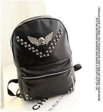 New 2014 korea style high school students backpack female big capacity traveling bags rivet decoration