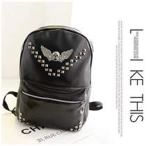 New 2014 korea style high school students backpack female big capacity traveling bags rivet decoration