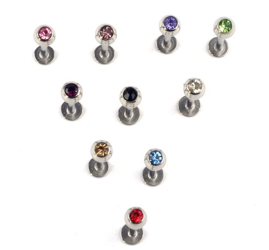 NEW 10pcs Rhinestone Crystal 316 Steel Ball Labret Lip Bar body jewelry Piercing