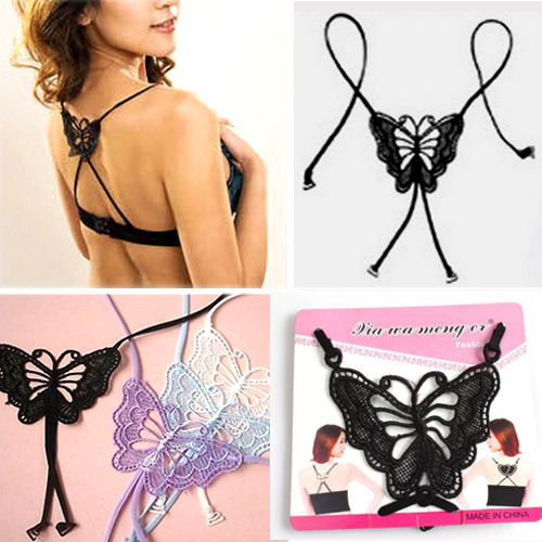 Branco/preto laço borboleta flor Cruz volta senhora menina sutiã alças d