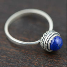 100 real pure 925 sterling silver retro jewelry elegant Natural lapis lazuli rings for women best