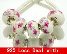 (NO. 29)Free Shipping 14mm Glass / Ceramics 925 silver cord Big Hole Loose Beads fit European Pandora Jewelry Braclet Charms DIY
