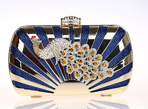 New 2015 European American Luxury women clutch Peacock diamond evening bags Elegant princess women bag noble
