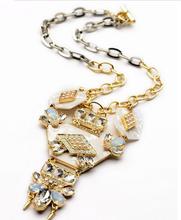 New 2014 Famous Design Top Jewel Resin Plate Honey Bee Crystal Rivet Collection Bib Statement Pendent