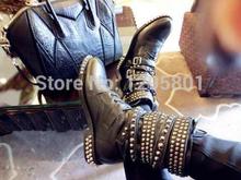 winter luxury brands women Rivets boots motorcycle biker shoes lacing platform shoes women brand shoes genuine leather hot shoes