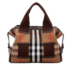 Lattice tone fashion women messenger bag with leather handbag shoulder bag casual canvas bag free shipping