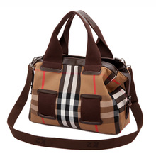 Lattice tone fashion women messenger bag with leather handbag shoulder bag casual canvas bag free shipping