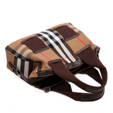 Lattice tone fashion women messenger bag with leather handbag shoulder bag casual canvas bag free shipping