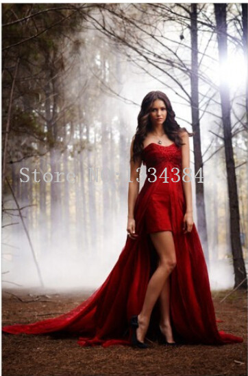 Dobrev-Red-Strapless-Prom-Dress-in-Vampire-Diary-Prom-Dress-Red-Carpet ...