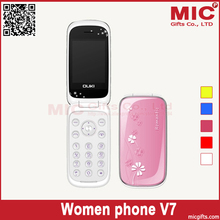 Flip flash light flower unlocked Dual SIM card women kids girls lady lovely cute cell mobile music phone V7 P244