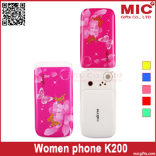 Flip flash light flower butterfly unlocked Dual SIM card women kids girls lady lovely cute cell mobile music phone K200 P245