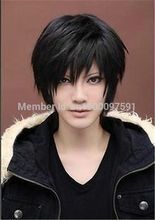 free Shipping**2014 New Vogue short black straight cosplay men’s hair full wigs