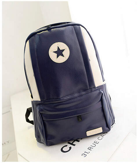 2014 new PU leather high school female backpack korea edition lovely bag fashion five pointed star