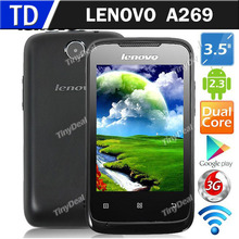 Original Lenovo A269 3.5″ 3.5 Inch Capacitive Touch MTK6572 Android 2.3.6 Dual Core 3G Phone WiFi FM 256MB RAM 512MB ROM