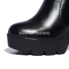 100 Genuine leather boots new 2014 fashion round toe high heels women ankle Martin motorcycle boots