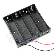 C18 1pc New Plastic Storage Box Case Holder Black For 4pcs Battery 18650 With 6″ Wire Leads