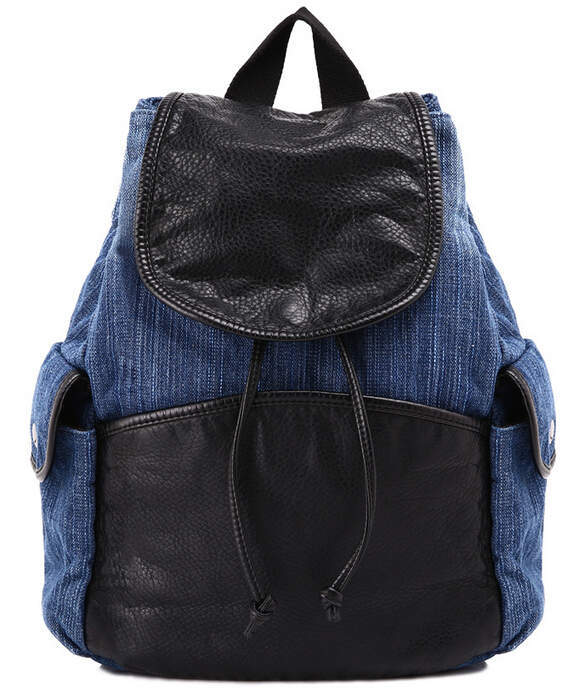 The new double shoulder leisure canvas bags travel female genuine leather decoration bag school students backpack