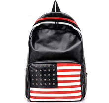 So Hot new PU leather high school female backpack England and America flag pattern bag fashion