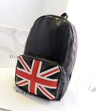 So Hot new PU leather high school female backpack England and America flag pattern bag fashion