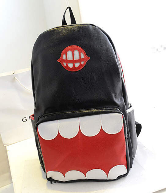 So Hot new PU leather high school female backpack catoon pattern bag two colors fashion school