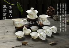 HOT high quality 13PCSLOT white ceramic tea sets coffee sets kung fu porcelain drinkware tea cup teapot  tea sets free shipping