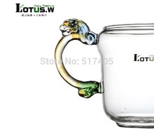 Lotus w Heat resistant Justice Cup Borosilicate Glass Kung Fu Teapot Kettle Tea Set