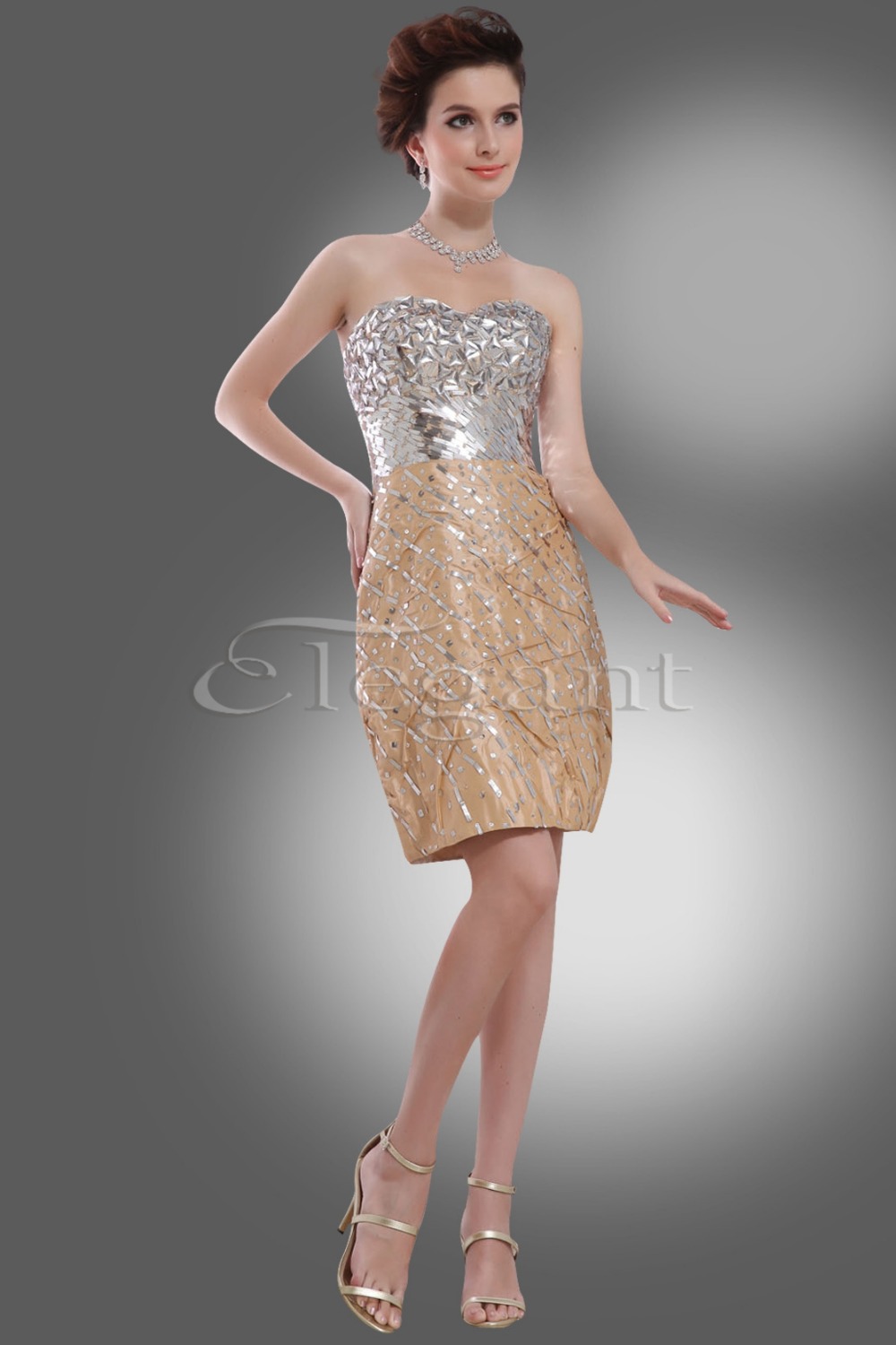 ... -Sequined-Sheath-Knee-Length-Silver-and-Gold-Cocktail-Dress-3155.jpg