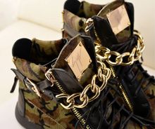 horsehair genuine leather metal chain women and man s shoes flat fashion sneakers handsome casual
