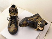 horsehair genuine leather metal chain women and man s shoes flat fashion sneakers handsome casual