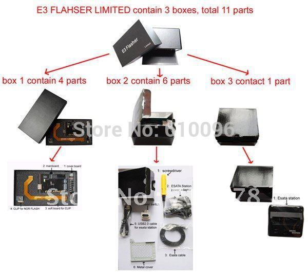 E3 FLASHER Limited edition Dual Boot with Slim Power Switch and ESATA STATION including 11 accessories