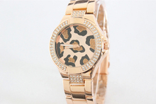 Hot Selling Fashion GSS Brand Leopard Dial dress watch Luxury Rhinistone women wrist watch with logo