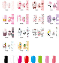 1style 14Nails Snakeskin Colorful Sexy Flower Bows Pattern Water Decals Transfer Stickers Nails Art Fingernails Decoration