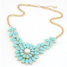 New hot Multilayer Flower Sunflower gem rhinestone choker necklace Fashion Sweater chain Statement jewelry for women