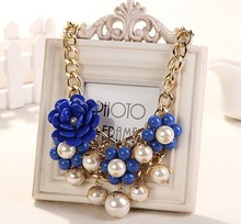 Shourouk pearl flower big chunky chain necklace women hot gorgeous fashion jewelry maxi colar max colares